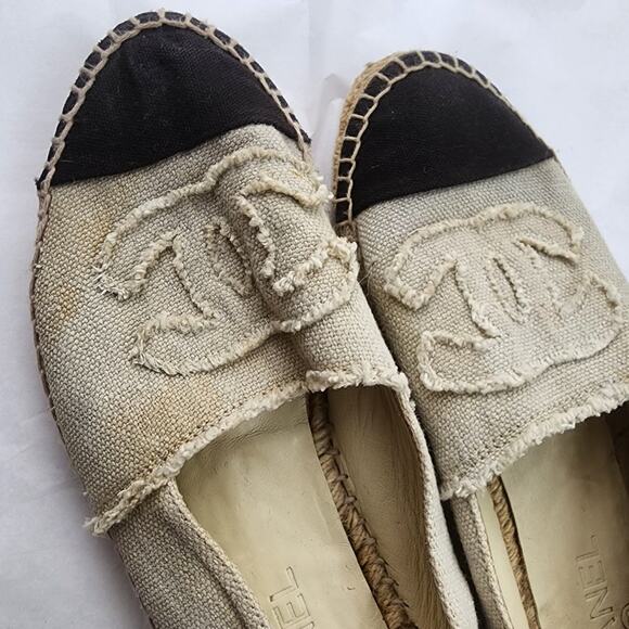 Chanel espadrille cream and black canvas, old money designer luxury size 40 - Picture 12 of 12